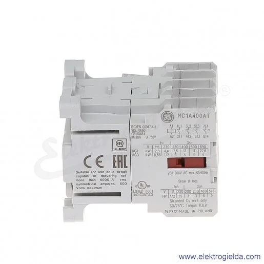 Stycznik MC1A400AT3 110V AC 50/60 HZ 4KW/400V AC-3, 20A AC-1, 4-polowy