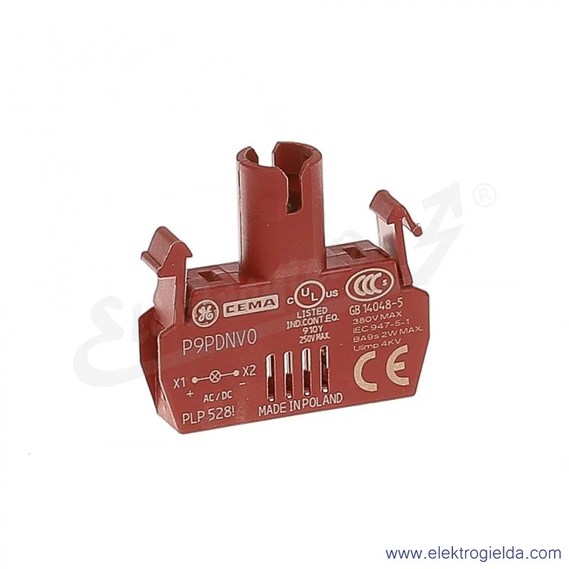 Moduł podświetlenia P9PDNV0 BA9S bez żarówki (montaż na ramce) pełne zasilanie max. 380V AC/DC
