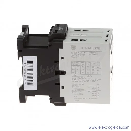 Stycznik EC40A300B042 42V AC 50/60 HZ, 18.5KW/400V AC-3, 60A AC-1, 3-polowy