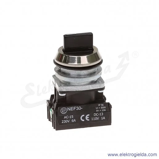 Przełącznik piórkowy NEF30 TPcs2X 1-0-2 czarny stabilny 30mm 2NO