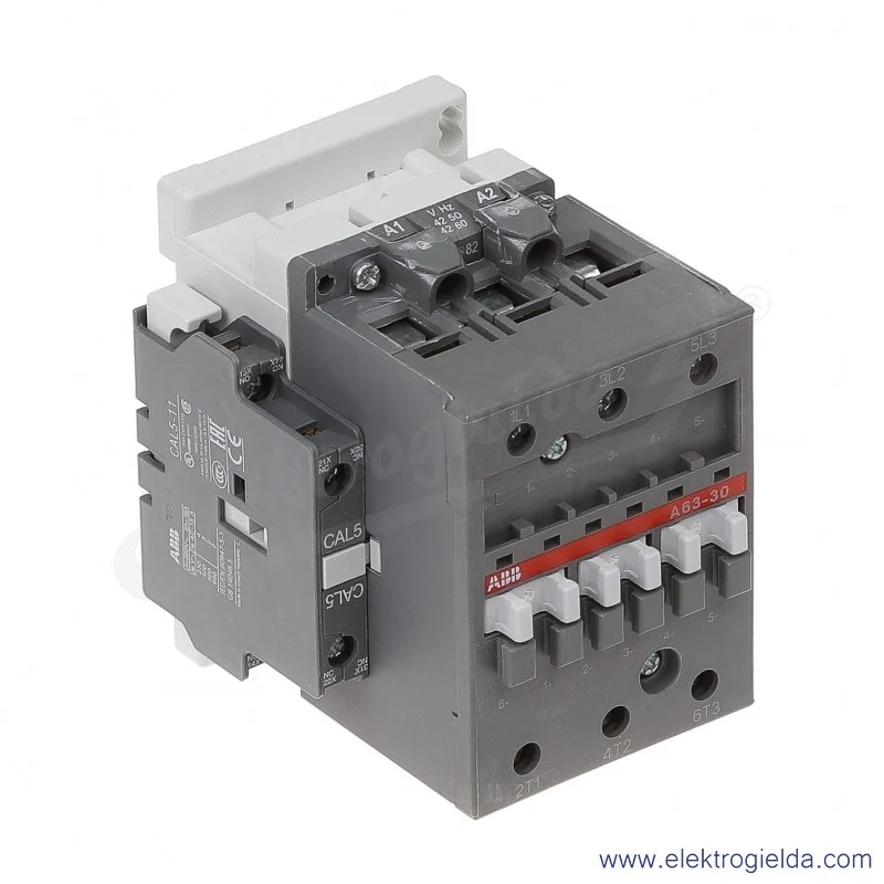 Stycznik A63-30-11 42V AC 50/60 HZ, 1NO+1NC, 30KW/400V AC-3, 115A AC-1, 3-polowy
