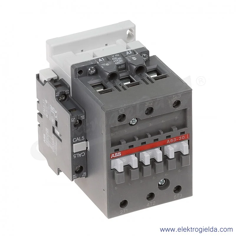 Stycznik A63-30-11 400V AC 50/60 HZ, 1NO+1NC, 30KW/400V AC-3, 115A AC-1, 3-polowy