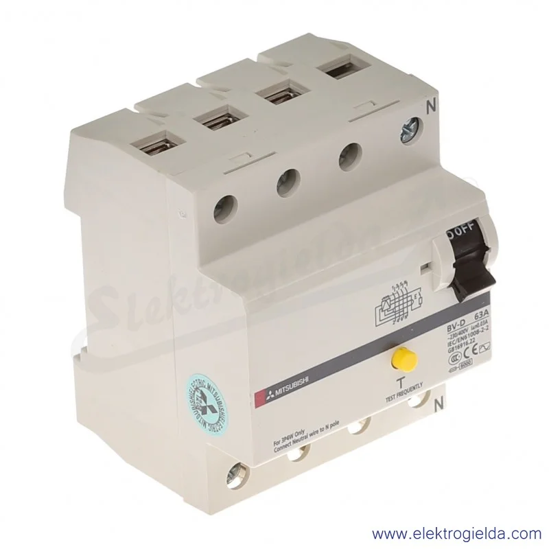 Wyłącznik różnicowoprądowy 247564, BV-D, 4P, 63A, 30mA
