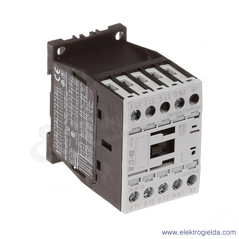 Stycznik DILM7-10(230V50HZ,240V60HZ) 3P+1NO 3kW 7A Us 230VAC