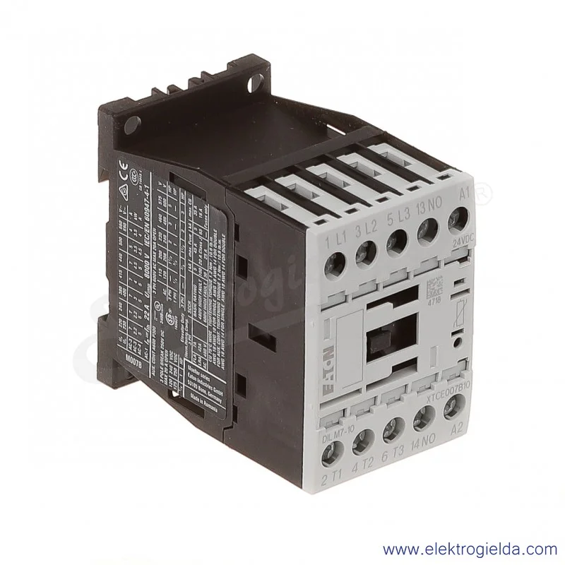 Stycznik DILM7-10(24VDC) 3P+1NO 3kW 7A Us 24VDC