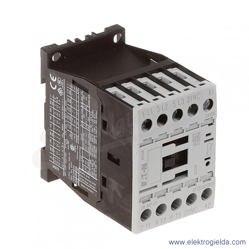 Stycznik DILM7-01(24VDC) 3P+1NC 3kW 7A Us 24VDC