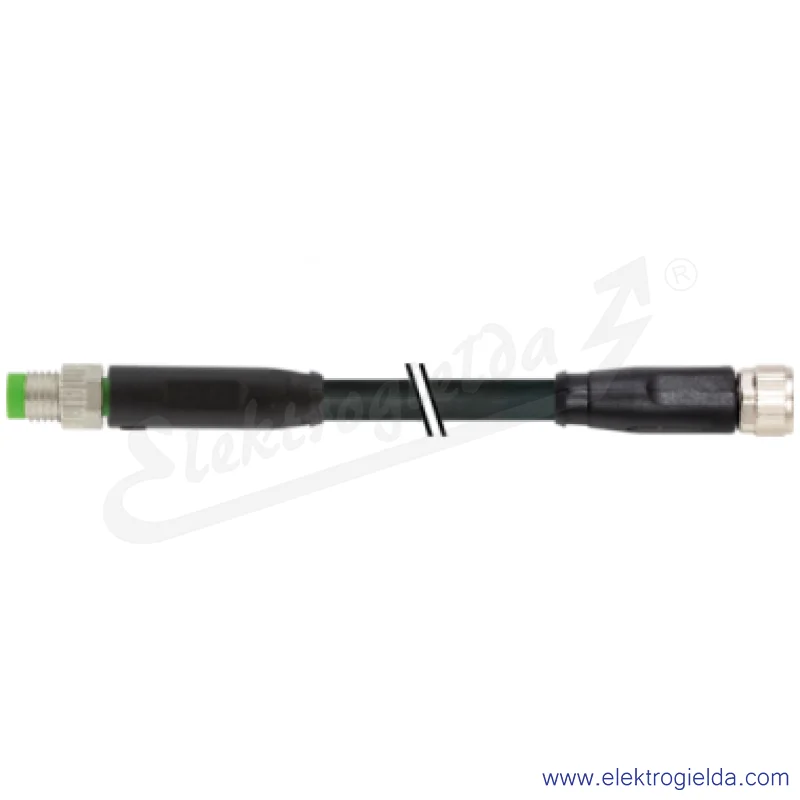 Konektor 7000-89301-6950200, M8 męski 0° / M8 żeński 0° PUR 5x0.25 czarny UL 2m