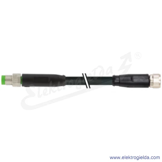 Konektor 7000-89301-6950200, M8 męski 0° / M8 żeński 0° PUR 5x0.25 czarny UL 2m