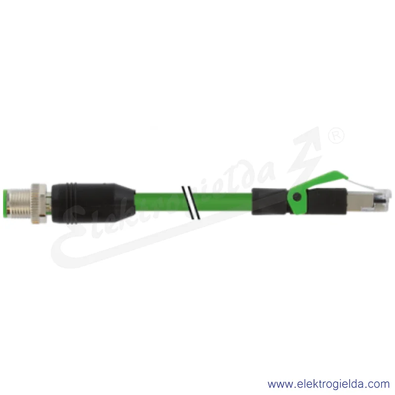 Konektor 7000-44711-7960150, M12, męski, prosty - RJ45 prosty Ethernet, PUR-OB 2x2x0,34 ekranowany, zielony, UL, 1.5m