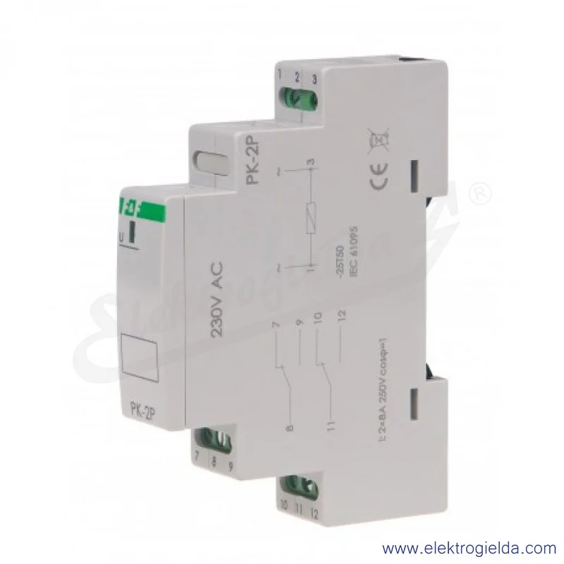 Przekaźnik elektromagnetyczny PK2P, 110VAC/DC, 2x8A, 2NO2NC, montaż DIN