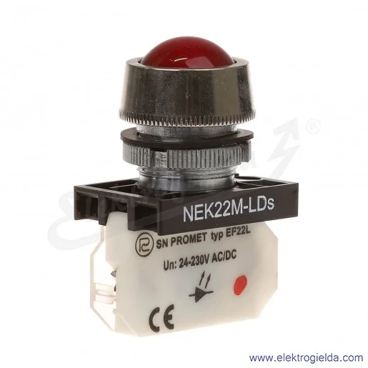 Lampka sygnalizacyjna NEK22M-LDSc 24-230V AC/DC czerwona klosz sferyczny