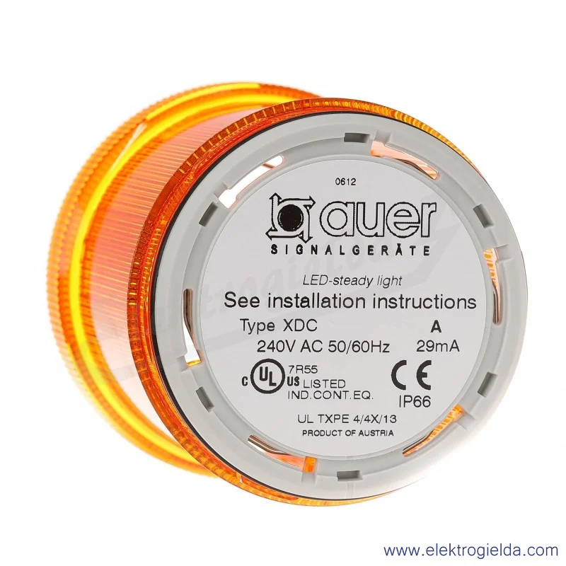 Lampka sygnalizacyjna 900011313, XDC, pomarańczowa, LED-230VAC, światło ciągłe