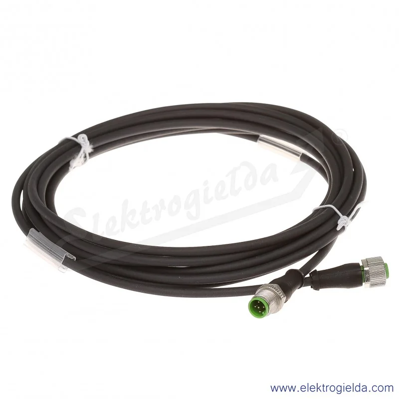 Konektor 7000-40041-6350500, M12, męski, prosty - M12 żeński, prosty PUR-JB 5x0,34 czarny, UL CSA, 5m