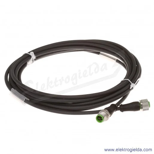Konektor 7000-40041-6350500, M12, męski, prosty - M12 żeński, prosty PUR-JB 5x0,34 czarny, UL CSA, 5m