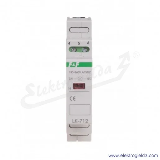 lampka kontrolna LK-712R-130-260VAC/DC, 1×LED, czerwona, montaż DIN