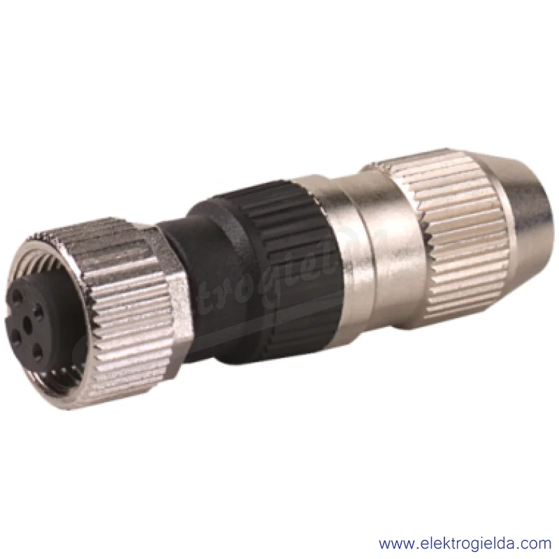 Wtyczka M12 żeńska, prosta, 4-polowa, 0.25..0.5mm2, zaciski nożowe