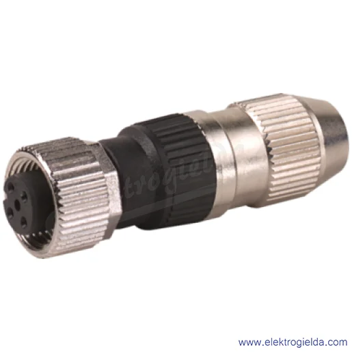 Wtyczka M12 żeńska, prosta, 4-polowa, 0.25..0.5mm2, zaciski nożowe