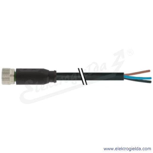 Gniazdo z przewodem 7000-08041-6301000, M8, proste, 10m, 3P, PUR-PVC, z wolnym końcem przewodów