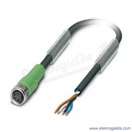 Kabel z gniazdem 1681868, SAC-4P-5,0-PUR/M8FS, M8, prosty, 4P, z wolnym końcem przewodów