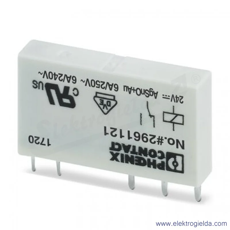 Przekaźnik miniaturowy 2961121, REL-MR- 24DC/21AU, napięcie wejściowe 24VDC