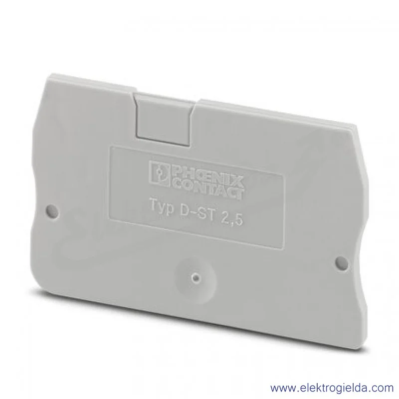 Pokrywa zamykająca 3030417, D-ST 2,5, szara, dł. 48.6mm, szerokość 2.2mm, wys. 29.1mm