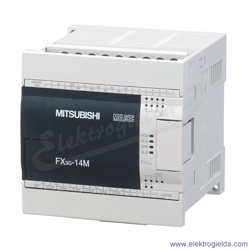 Sterownik 231474, FX3G-14MR/DS, jednostka centralna, 8 wejść 24VDC, 6 wyjść przekaźnikowych