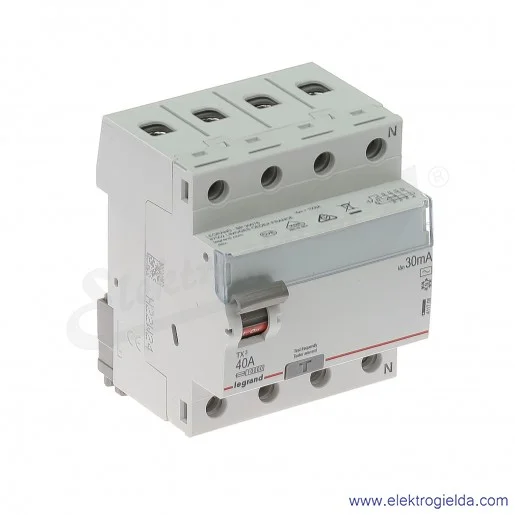 Wyłącznik różnicowoprądowy 411708, P304, 4P, 400V, 40A, 30mA, typ AC