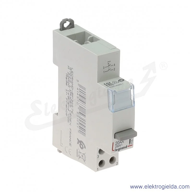 Łącznik przyciskowy 412910, LP 411, 2z, 20A, 250VAC, 1 modułowy