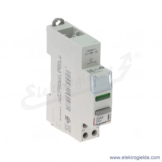 Łącznik przyciskowy modułowy 412914, LP 451, 1z+L, z lampką zieloną LED, 110/400VAC, 20A