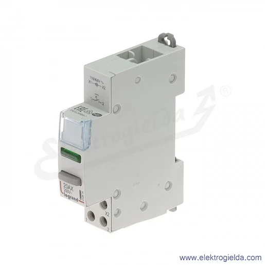 Łącznik przyciskowy modułowy 412914, LP 451, 1z+L, z lampką zieloną LED, 110/400VAC, 20A