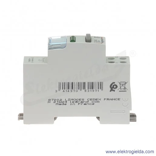 Łącznik przyciskowy modułowy 412914, LP 451, 1z+L, z lampką zieloną LED, 110/400VAC, 20A