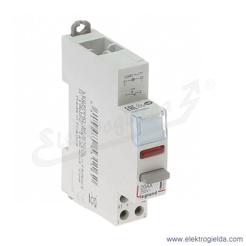 Łącznik przyciskowy modułowy 412915, LP 452 1r+L, z lampką czerwoną LED, 110/400VAC, 20A