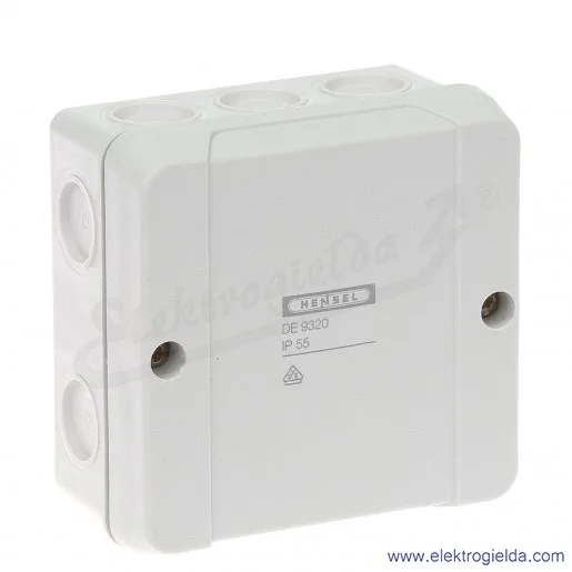 Puszka odgałęźna DE 9320 Z szara, IP 55, 88x88x50mm, z dławnicami membranowymi, bez zacisków Puszka odgałęźna DE 9320 Z szara, IP 55, 88x88x50mm, z dławnicami membranowymi, bez zacisków