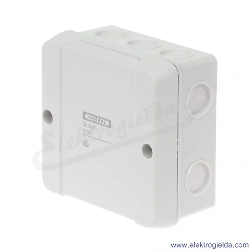 Puszka odgałęźna DE 9320 Z szara, IP 55, 88x88x50mm, z dławnicami membranowymi, bez zacisków Puszka odgałęźna DE 9320 Z szara, IP 55, 88x88x50mm, z dławnicami membranowymi, bez zacisków