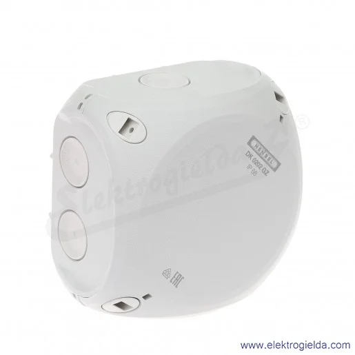 Puszka odgałęźna DK 0202 GZ szara, IP 66, 93x93x62mm, z dławnicami membranowymi, zaciskami 5x2,5mm2