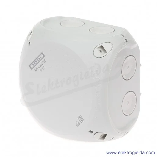 Puszka odgałęźna DK 0202 GZ szara, IP 66, 93x93x62mm, z dławnicami membranowymi, zaciskami 5x2,5mm2