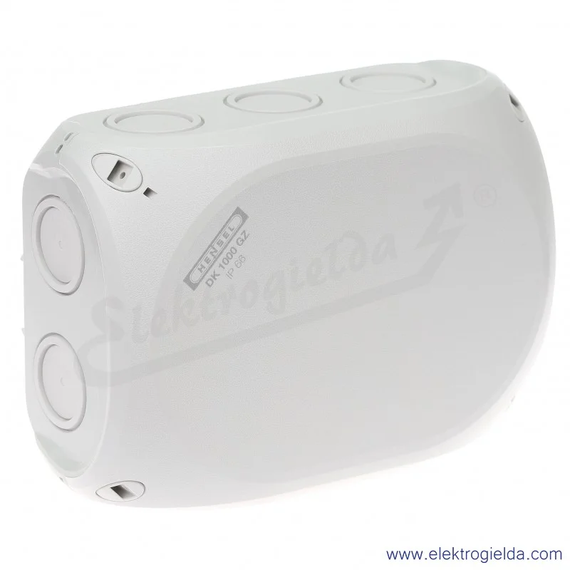 Puszka odgałęźna DK 1000 GZ szara, IP 66, 180x130x77 mm, z dławnicami membranowymi, bez zacisków