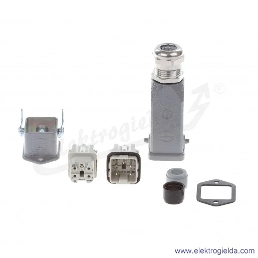 Złącze kompletne 10200040001, HAN-KIT 4AGM, 5PIN, obudowa wtykowa prosta, obudowa gniazda pulpitowa, dławik, odp.H-A 4