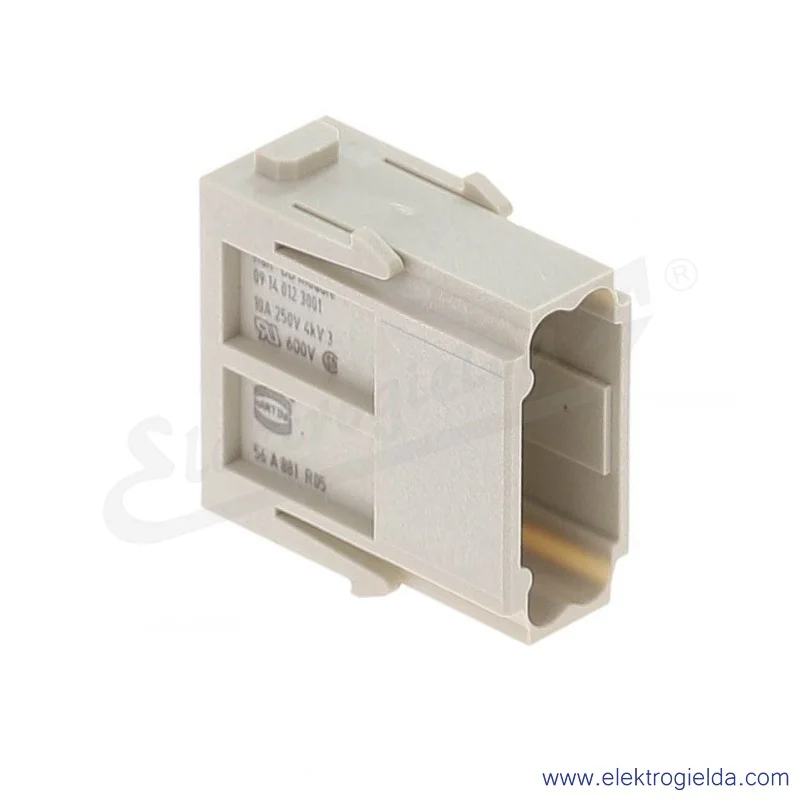 Wkład gniazda 09140123001, Modułu Han, męski 10A/250V, 12pin
