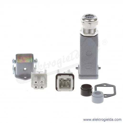 Złącze kompletne 10200030001 HAN-KIT 3AGM, 4PIN, obudowa wtykowa prosta, obudowa gniazda pulpitowa