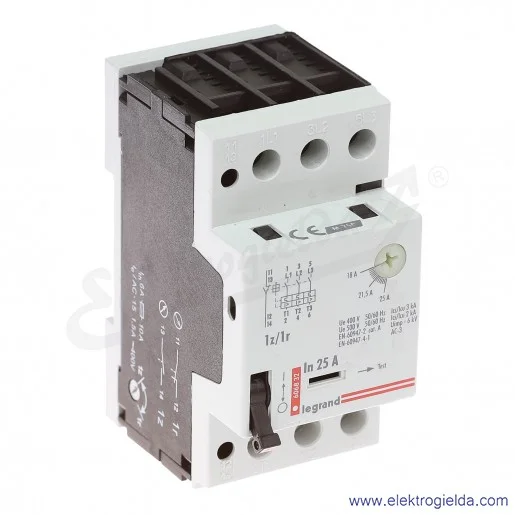 Wyłącznik silnikowy modułowy 606832, M 250 18-25A, 1z+1r, prąd zadziałania wyzwalaczy 350A