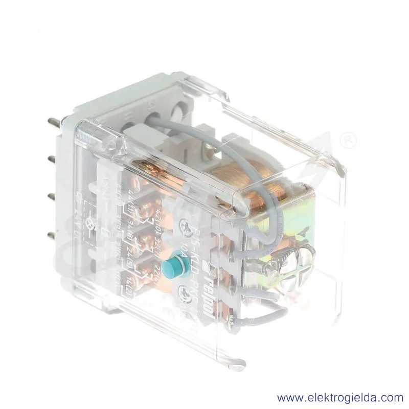 Przekaźnik elektromagnetyczny R15 1014-23-1024-KLD-PKP 4p 24VDC przycisk testujący K + Dioda LED + D wykonanie trakcyjne