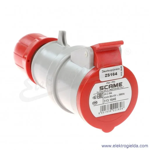 Gniazdo przenośne 4x16 3P+N 6h IP44 montaż na kabel 313.1646