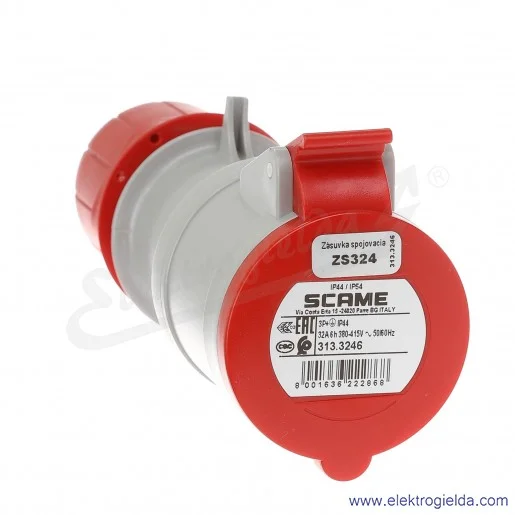 Gniazdo przenośne 4x32 3P+N 6h IP44 montaż na kabel 313.3246