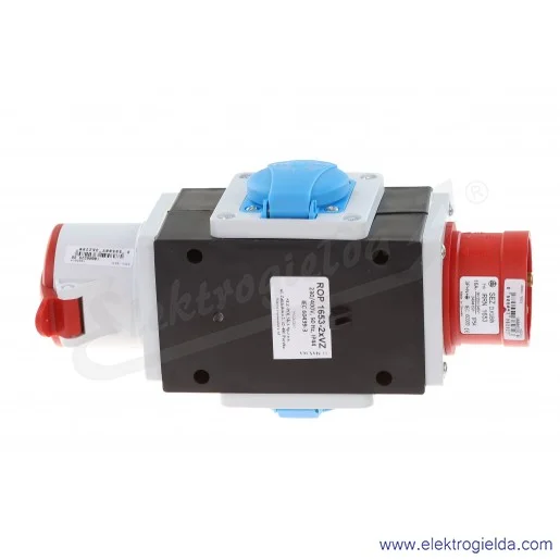 Odgałęźnik ROP 1653-2VZ 3-fazowe wejście 1x16A 5P/ wyjście 1x16A 5P + 2x16A 230V IP44