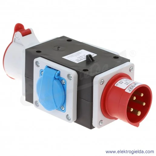Odgałęźnik ROP 1653-2VZ 3-fazowe wejście 1x16A 5P/ wyjście 1x16A 5P + 2x16A 230V IP44