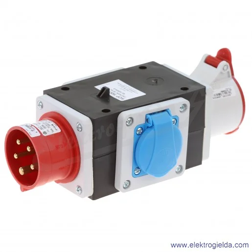 Odgałęźnik ROP 1653-2VZ 3-fazowe wejście 1x16A 5P/ wyjście 1x16A 5P + 2x16A 230V IP44