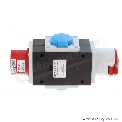 Odgałęźnik ROP 1653-2VZ 3-fazowe wejście 1x16A 5P/ wyjście 1x16A 5P + 2x16A 230V IP44