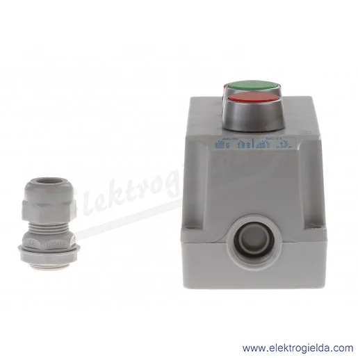 Kaseta sterownicza ST22K3\05-1, ST22 K3 Lc-Kc-Kz 3-otworowa, z przyciskami KZ(NO) KC(NC), 1 przepust M20, lampka czerwona 230V