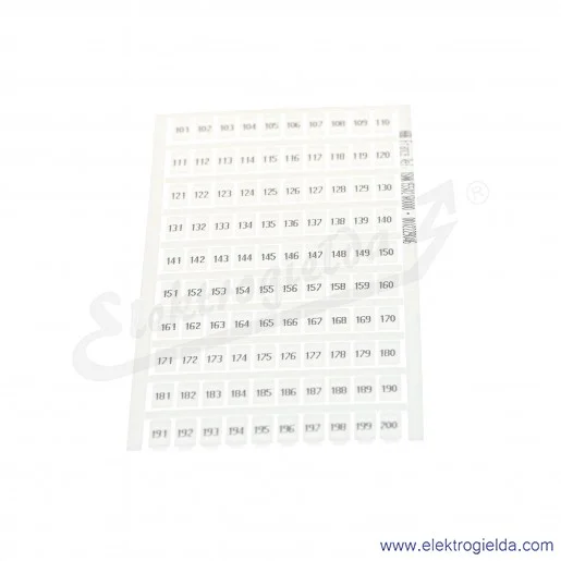 Karta oznaczników MC612PA 10 x wiersz cyfr 101- 200 poziomo [5,6x12mm] 100 oznaczników/kartę do ZS i ZK 6mm